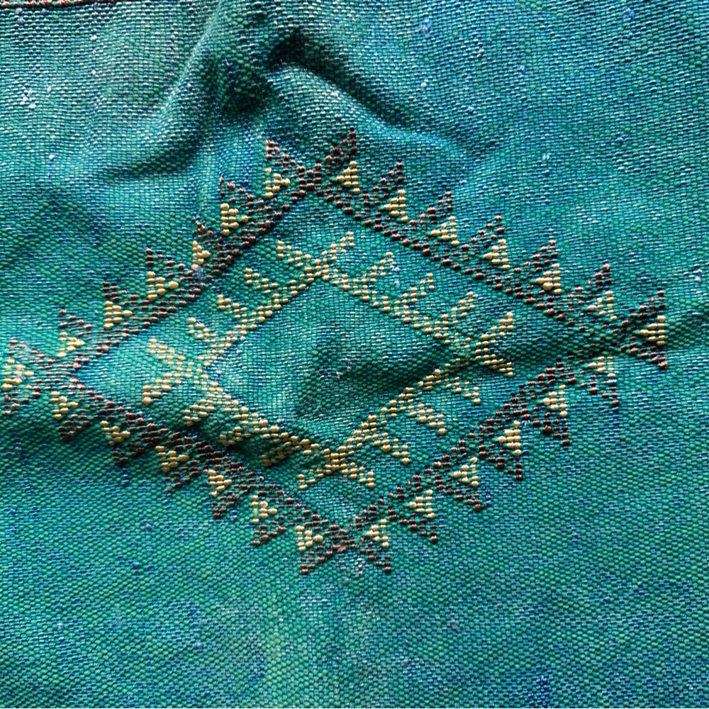 Moroccan Lumbar Silk Cactus Pillow Cover (no insert) Turquoise Geo pattern Boho